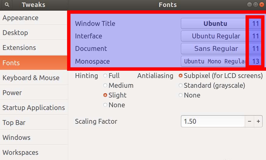  Ubuntu17.10如何修改系统字体大小