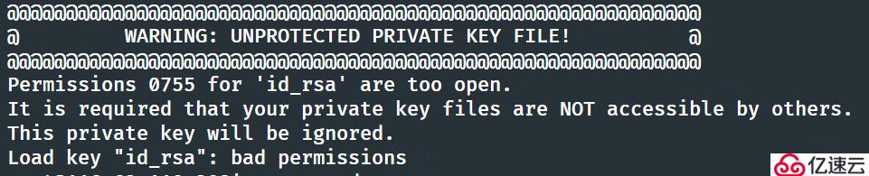  ssh连接服务器”> <br/>若出现以上情况,根据提示说是私钥的权限问题,修改为:</p>
　　<pre> <代码类=