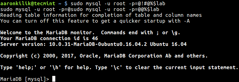 用于Linux中MySQL/MariaDB安全实践的命令有哪些