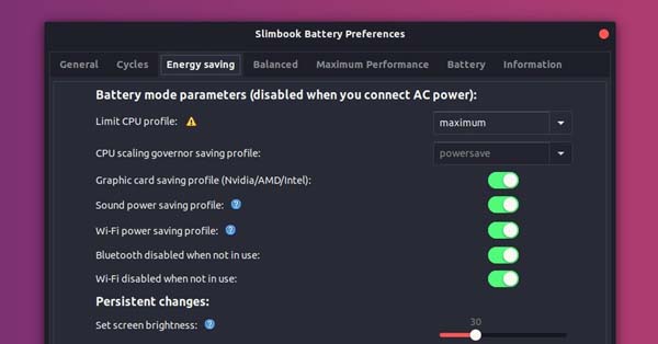 在Ubuntu中如何使用Slimbook Battery Optimizer切换电源模式