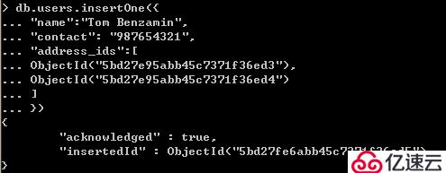  MongoDB关系1对多引用式关系应用“> </p> <p> 8。查看用户的地址信息</p> <p> var=结果db.users.findOne ({“name":“汤姆Benzamin
