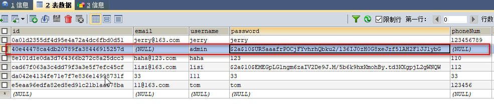 怎么在春天中利用安全加密账户”> <br/> </p> <p>这里我页面上输入的是admin/admin,数据库中存储的密码是加密后的</p> <p> <代码> 2 10美元URSaaafrPOCjFYvhrhQbku2美元/l36IJ0zH0G8xeJzf5lAH2F1JJ1ybG </代码> </p> <p> <强>四,用加密后的账号登录</强> </p> <p>此时如果使用刚刚新建的这个账号进行登录就会登录失败。因为我们并没有配置Spring security认证时的加密方式,默认是不进行加密,所以会直接将前台输入的密码和数据库中的加密字符串进行比较。</p> <p>要使用这个账号登录还需要进行如下配置<h2 class=