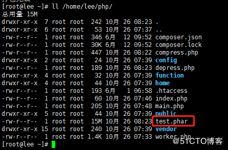  phar包怎么在php项目中使用“> </p> <p> <强>解压:<br/> </强> </p> <p>。创建解压脚本:<br/> </p> <p> vim/home/lee/php/depress.php </p> <pre类=
