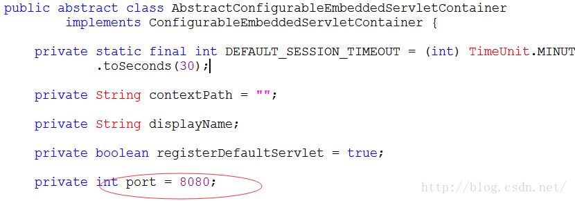 如何修改弹簧引导中Tomcat默认的端口号”> <br/> </p> <p> <强>三、修改默认配置</强> </p> <p>弹簧引导默认配置文件为类路径下的application.properties </p> <p>在application.properties中添加服务器。=8011端口,可将tomcat默认端口号修改为8011 </p> <p class=