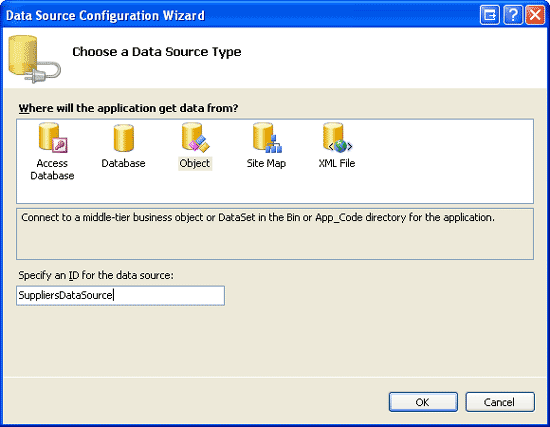  ASP。NET 2.0中怎么利用DataList实现批量更新“> <br/> <强>图4:设置更新标签为没有</强> </p> <p>完成向导后,Visual Studio会自动生成DataList的ItemTemplate来在标签里显示每个数据字段。我们需要修改这个模板让它提供编辑界面.ItemTemplate可以在设计器里通过DataList的智能标签上的编辑模板或直接写声明语法来自定义。</p> <p>创建一个编辑界面,将供应商的名字表现为文本、地址、城市和国家表现为文本框。完成这些后,你的声明代码应该和下面差不多:</p> <pre类=