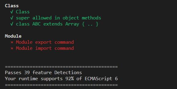 解决节点终端下运行js文件不支持ES6语法”> <br/>
　　</p>
　　<p>表示不支持模块方法</p>
　　<p> </p>
　　<p>怎么解决呢,可以通过添加巴别塔命令,将代码转换为被支持的写法<br/>
　　</p>
　　<p>在项目的工程目录下,也就是包。json同级目录下执行<br/>
　　</p>
　　
　　<pre类=