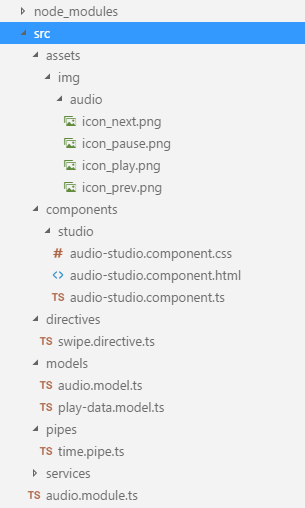  Angular2库怎么用“> </p> <p>这里笔者选择导出的是整个音频模块,所以里面的audio-studio组件必须在模块的出口中声明过,否则在其他项目中就是用不了这个组件了,不过其他的组件或指令不打算给外界使用,所以就不导出。服务也不需要导出,但是要在供应商中声明,并在后面的指数中导出(不然就不能给其他项目使用此服务了)。<h2 class=